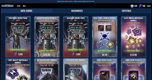 Rewards Can You Get from the SWGOH Webstore